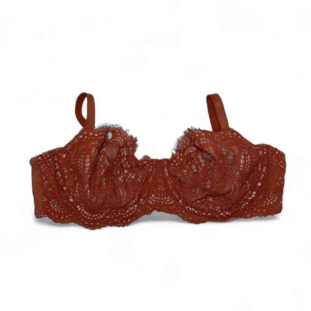 Victoria's Secret orange lace unlined push up without padding Size 34DD